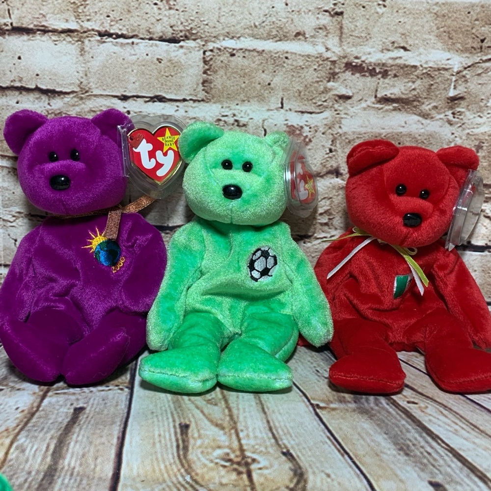 Ty Beanie Babies Bear Lot 1999 Millennium / 1999 Kicks / 1999 Osito Lot of 3